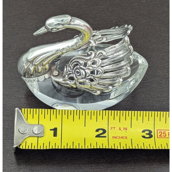Sterling Silver & Crystal Swan Salt Pepper Cellar Articulated Raimond W. Germany - Picture 15 of 15